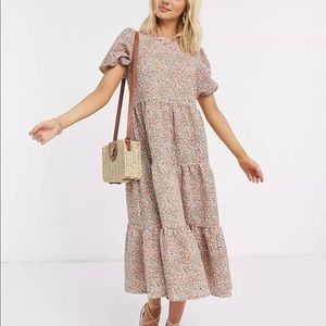 ASOS midi-tiered floral smock dress